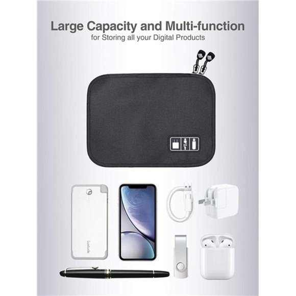 Electronics Organizer, Cord Organizer Travel,Portable Tech Bag,Travel Cable Case - Picture 4 of 6